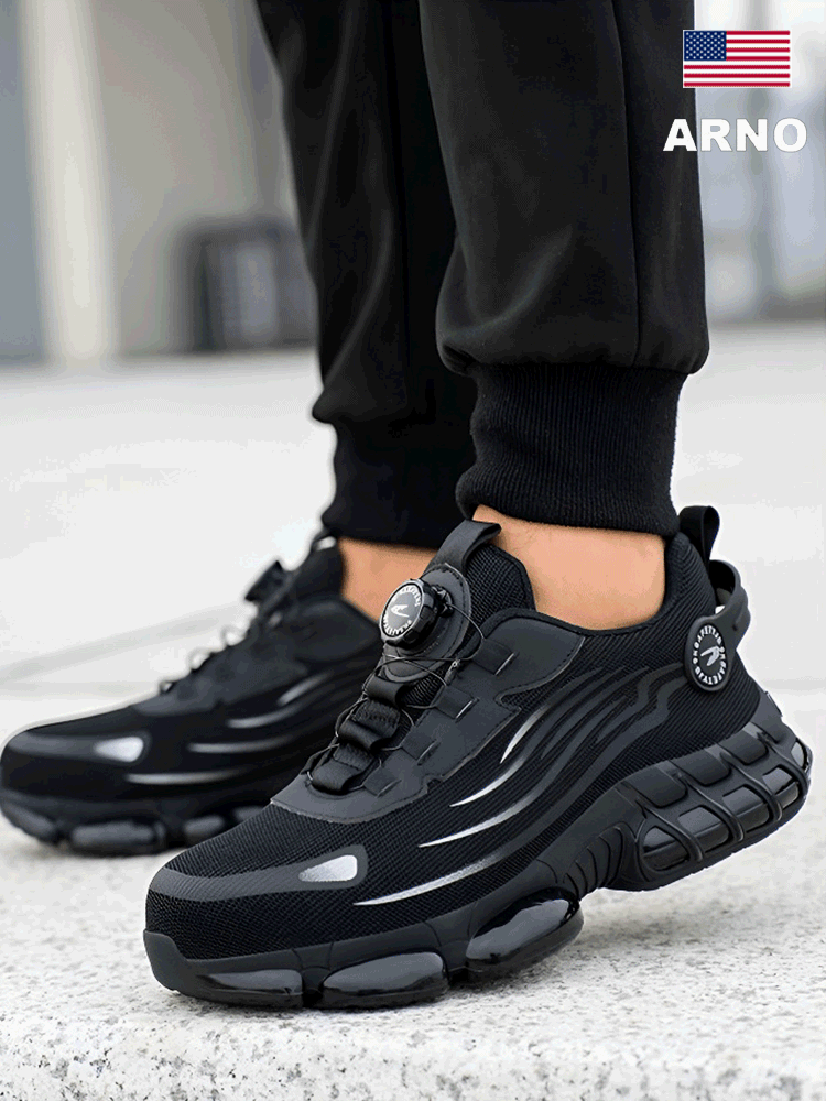 Ochranné pracovní boty s otočným knoflíkem, odolné proti propíchnutí a nárazu.