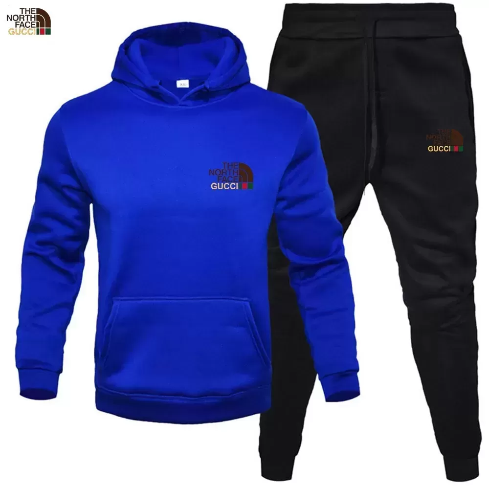 TNF® Men's hoodie sweater + trousers two sets of winter plus fleece warm coat casual suit