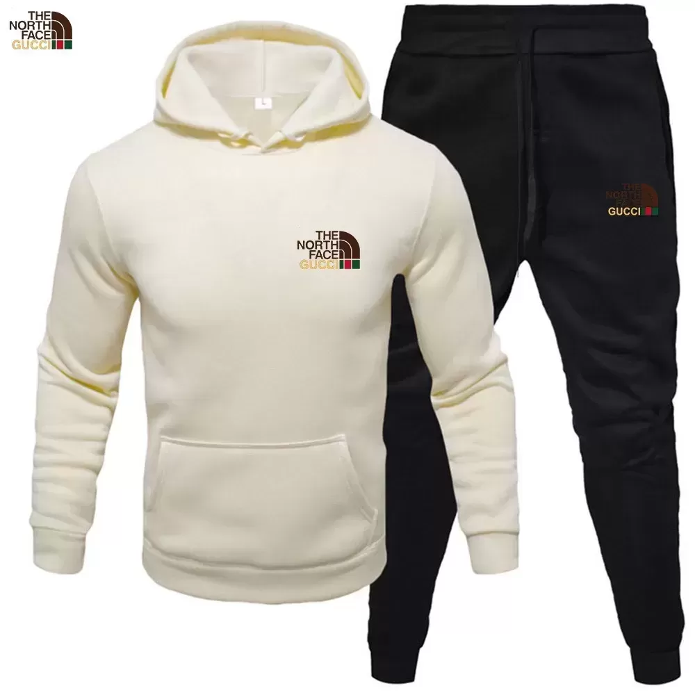 TNF® Men's hoodie sweater + trousers two sets of winter plus fleece warm coat casual suit