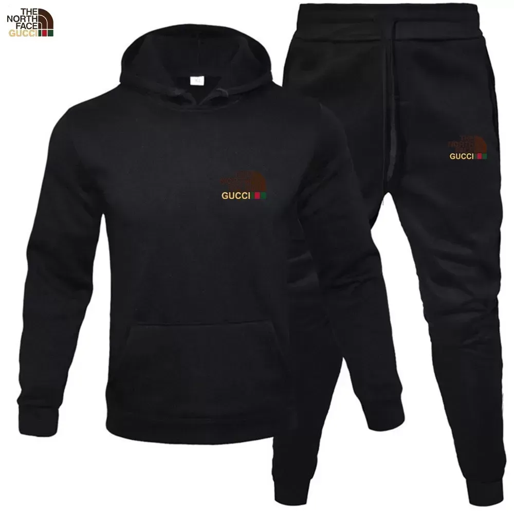 TNF® Men's hoodie sweater + trousers two sets of winter plus fleece warm coat casual suit