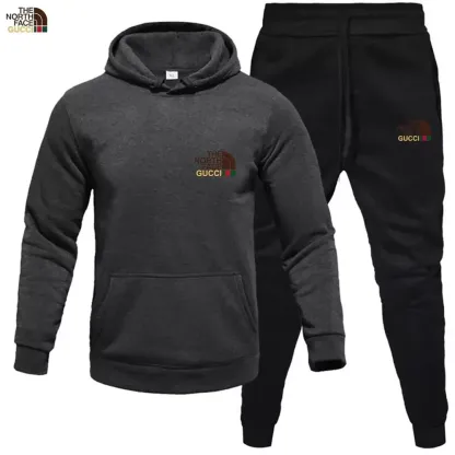 TNF® Men's hoodie sweater + trousers two sets of winter plus fleece warm coat casual suit