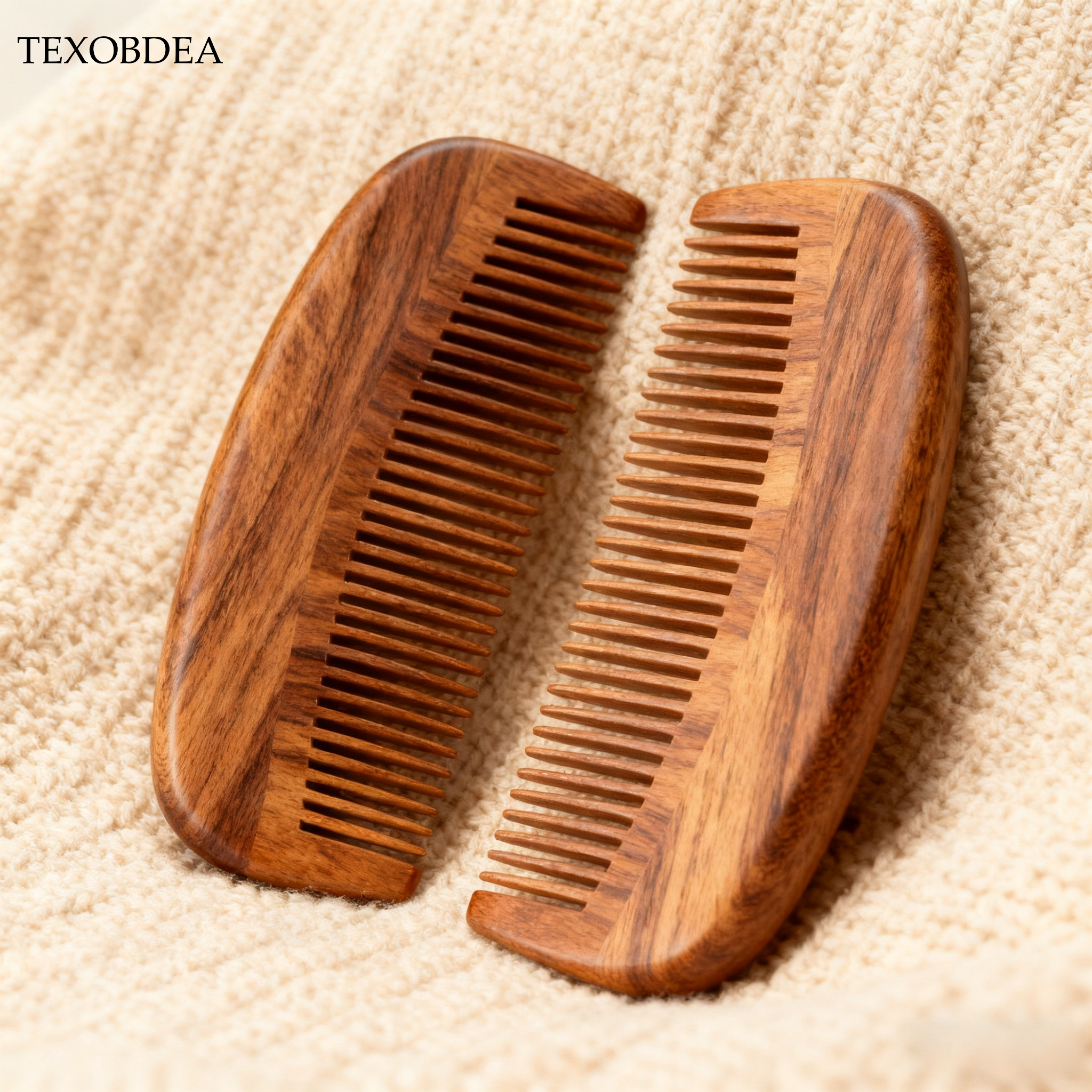 Naturholzkamm Massivholz Massagekamm für den Heimgebrauch von Frauen (2Stück)
