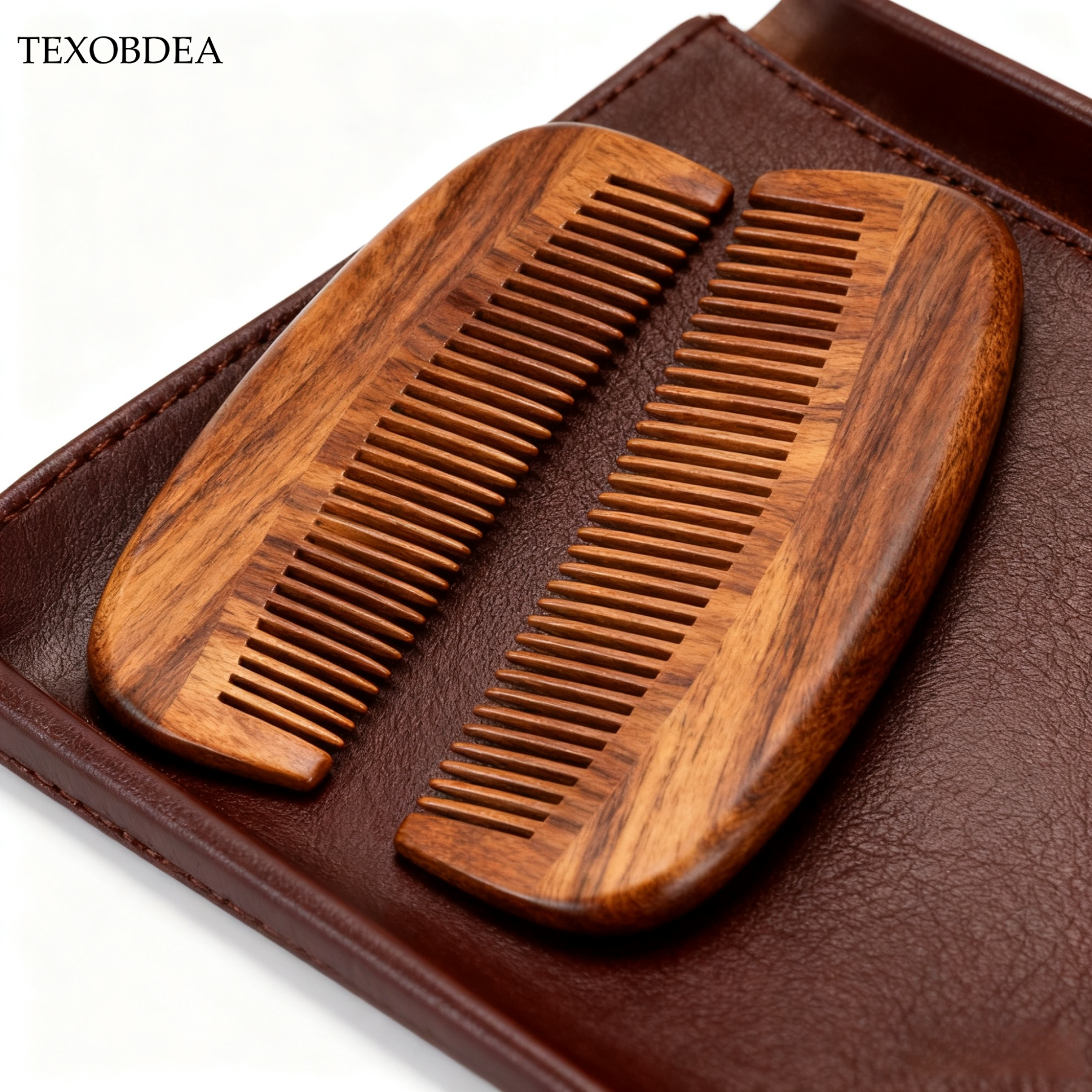 Naturholzkamm Massivholz Massagekamm für den Heimgebrauch von Frauen (2Stück)