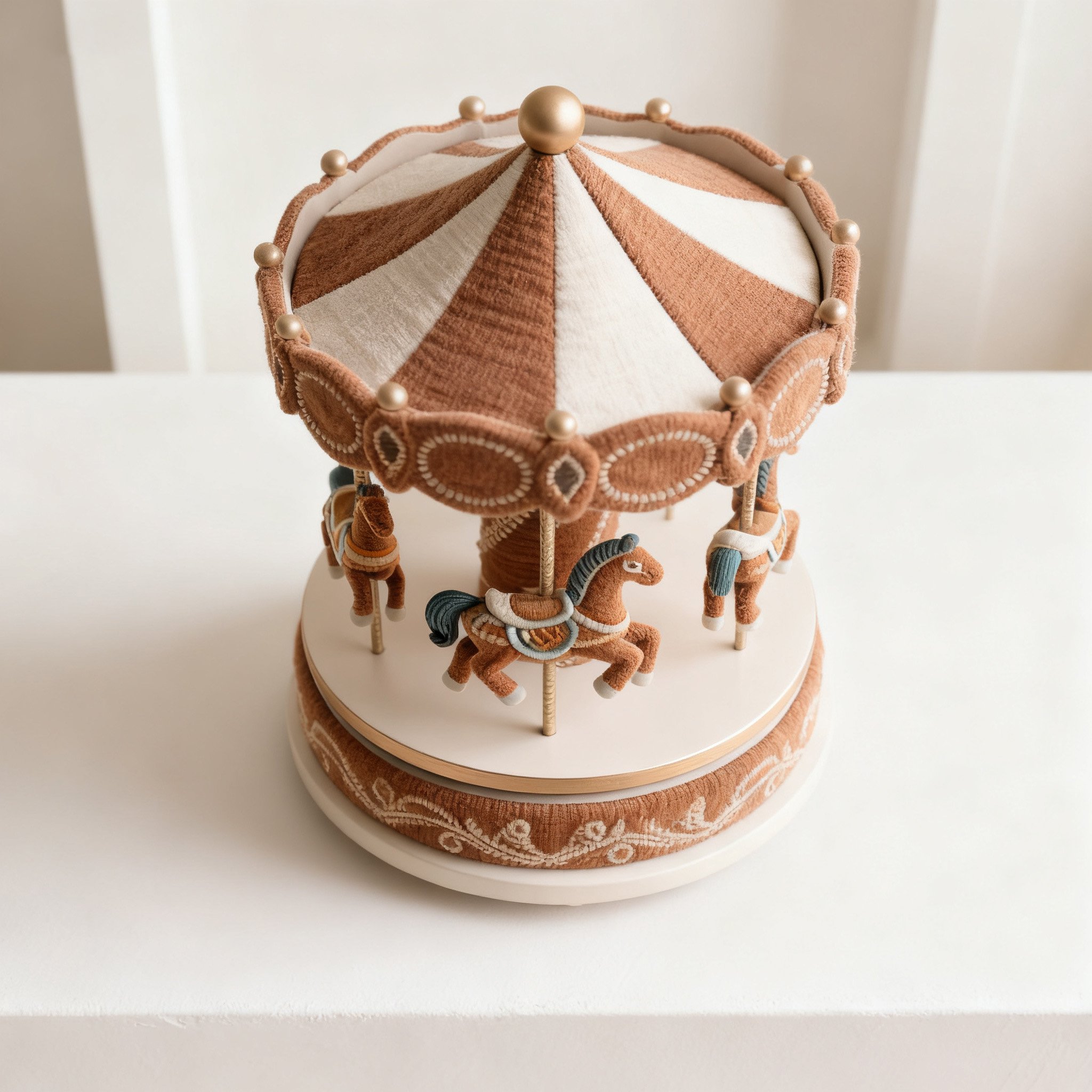 Detailansicht der handgefertigten Holz-Karussell Figur