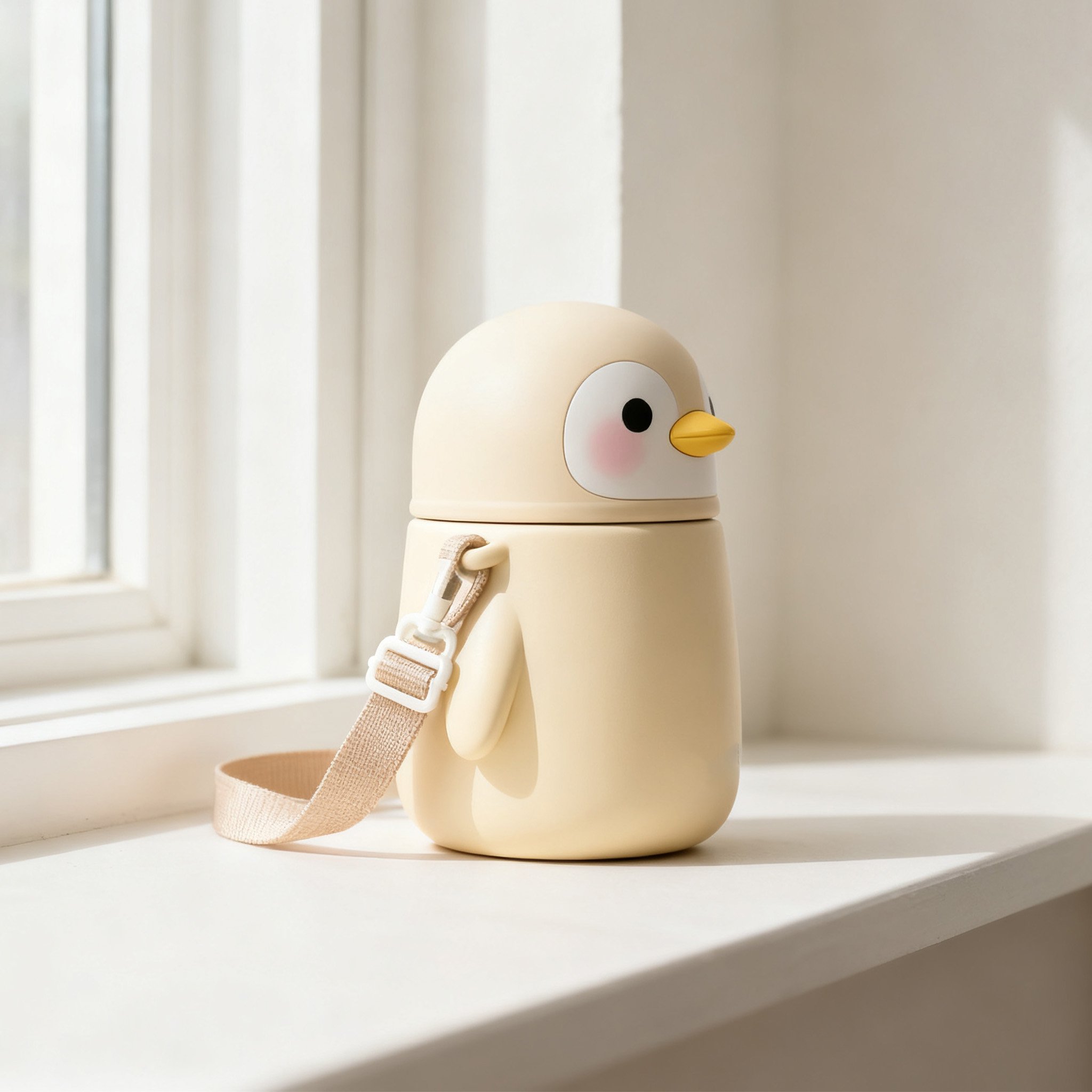 Niedlicher Pinguin-Kinder-Thermobecher auf wei&szlig;em Hintergrund