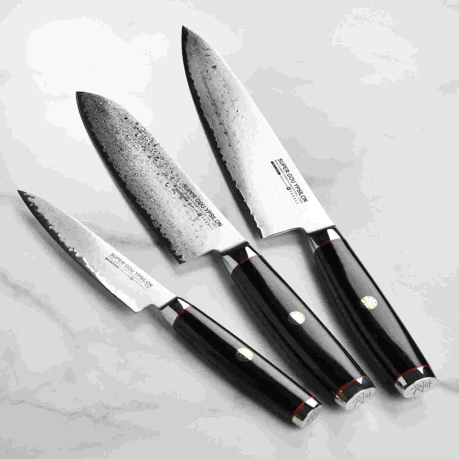 Nejnovější sada japonských třídílných nožů Yaxell Ypsilon SG2 z roku 2024