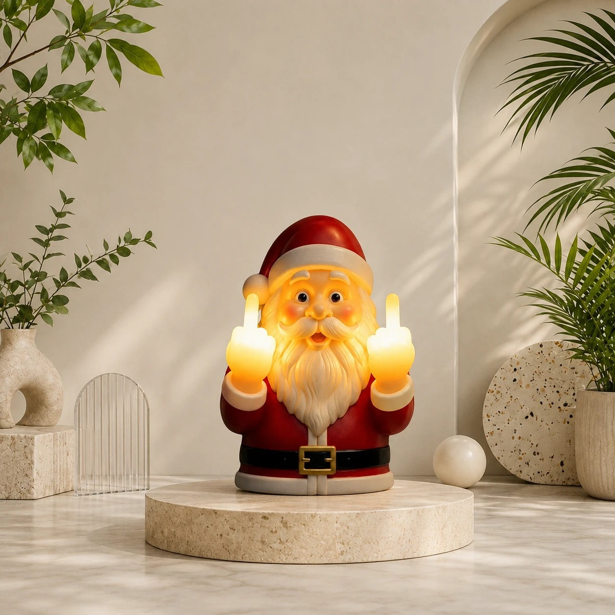 Funny Santa Claus Middle Finger Christmas Light 🎅🖕✨