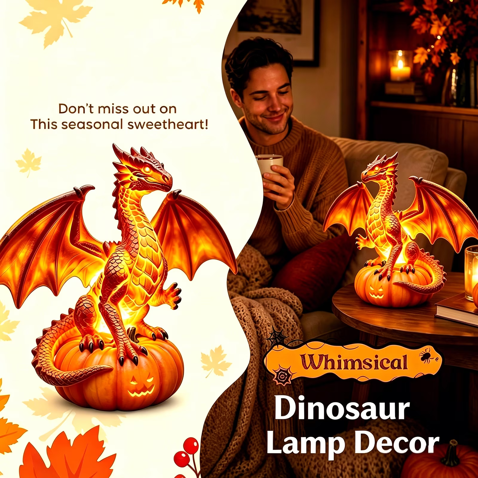 🐉 Pumpkin Dragon LED Statue-Baslayer