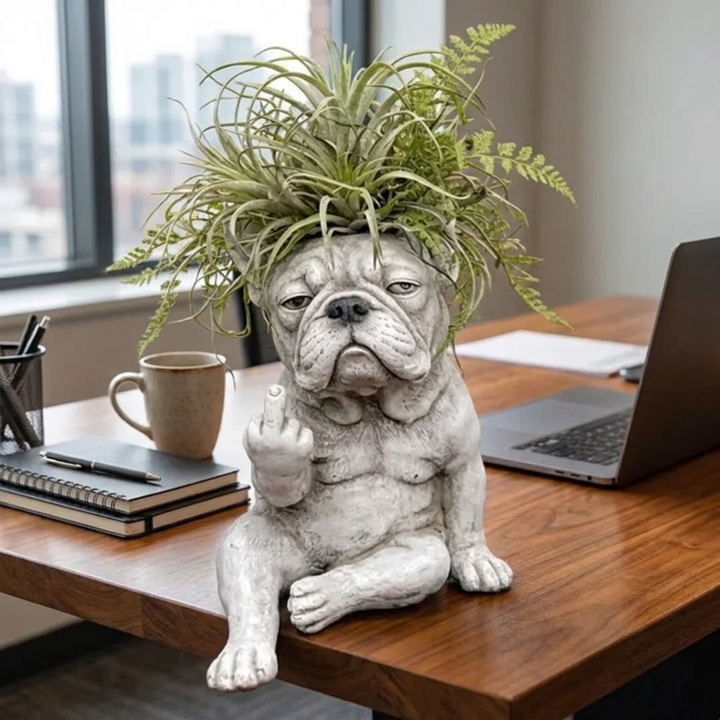 The Ultimate Office Gag Gift: "DONE" French Bulldog Planter 🌿🖕