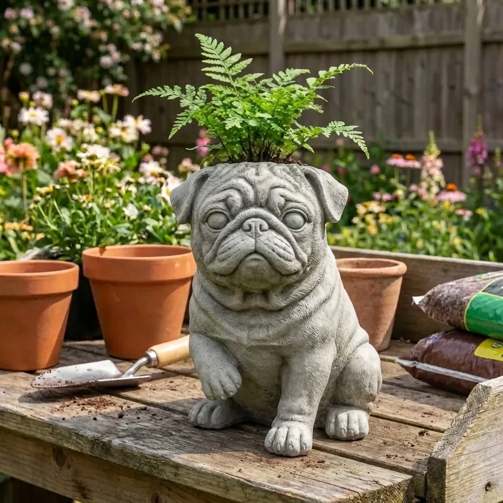 Funny Pug Planter – Your Plants Just Got Attitude 🌿🐶