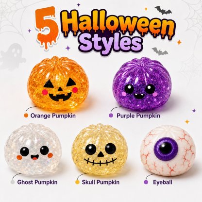 🎃 Halloween Squishy Squeeze Toy – 5 Styles Soft Pumpkin & Eyeball Fidget Toys-Baslayer