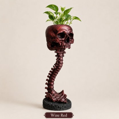Gothic Skull Planter and Skeleton Vase,  Spooky Home Decor