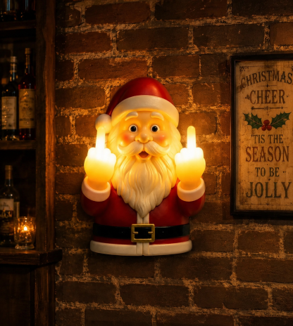 Funny Santa Claus Middle Finger Christmas Light 🎅🖕✨