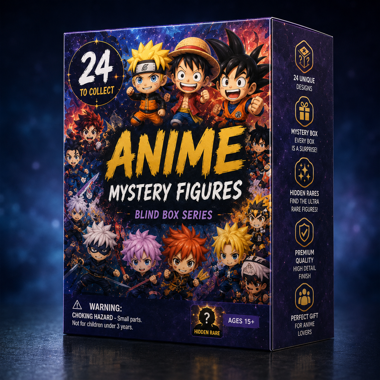 24 Anime Mystery Figures Blind Box Advent Calendar – Collectible Mini Rubber Figures (3–5cm) with Hidden Rare-Baslayer