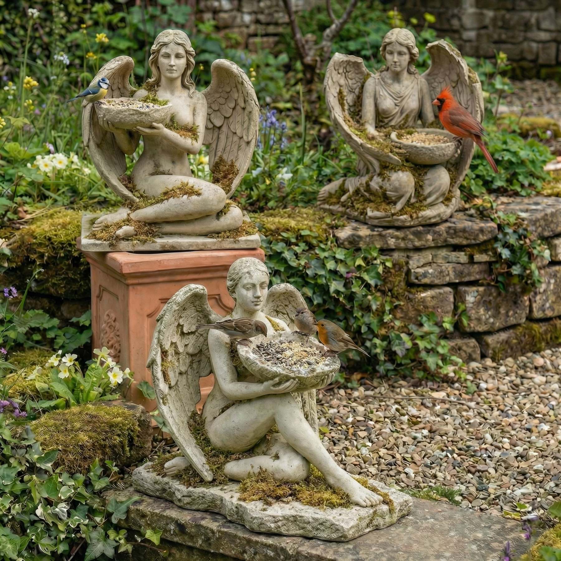 The Norns’ Offering  Three Goddesses of Time · One Sacred Feast - A sculptural bird feeder inspired by the three goddesses of Past, Present, and Future.