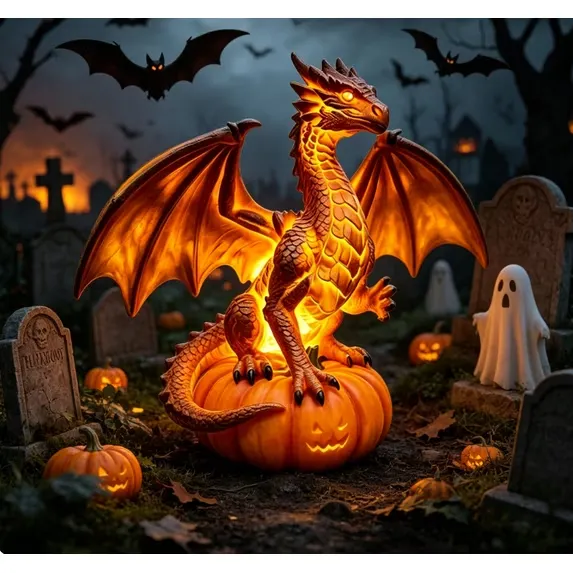 🐉 Pumpkin Dragon LED Statue-Baslayer