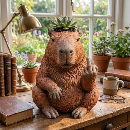 The "Zero F*cks" Capybara Planter