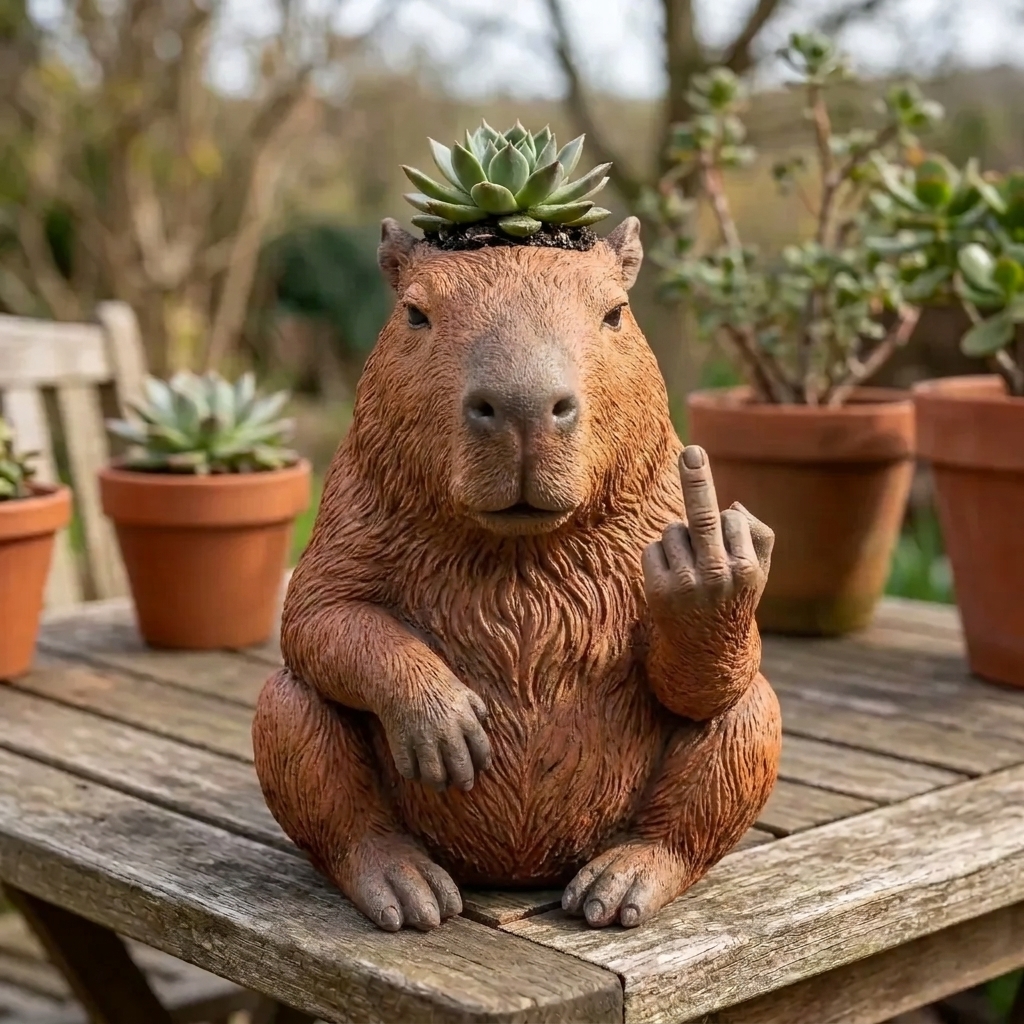 The "Zero F*cks" Capybara Planter