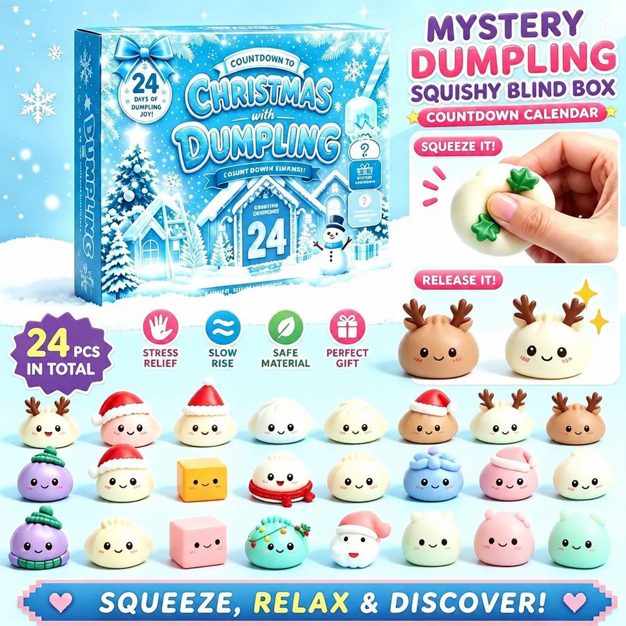 24 Days of Dumpling Joy — Christmas Squishy Countdown Calendar