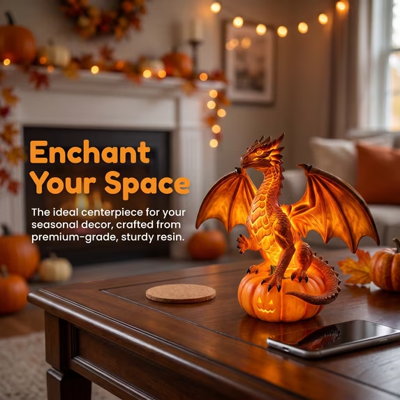 🐉 Pumpkin Dragon LED Statue-Baslayer