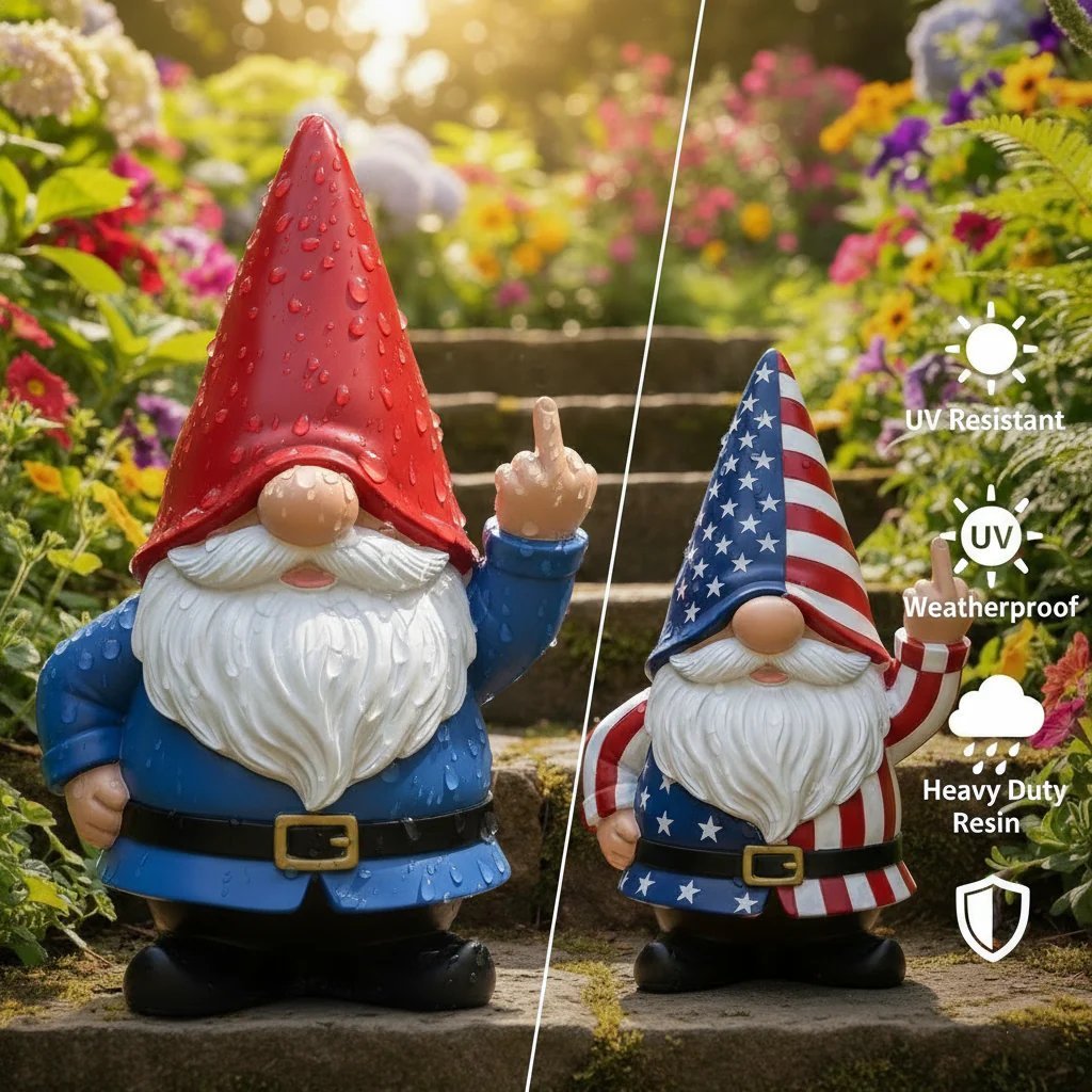 🔥Hot Sale 49% OFF -✨The Grumpy Guardian: Rude Middle Finger Gnome (Classic & Patriot Editions)