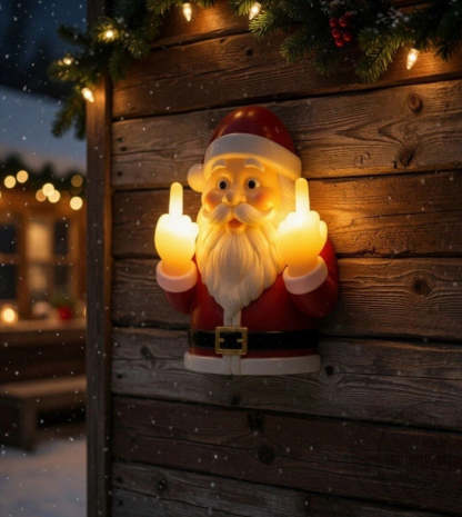 Funny Santa Claus Middle Finger Christmas Light 🎅🖕✨
