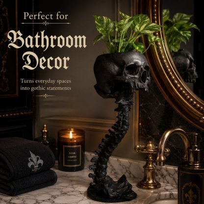 Gothic Skull Planter and Skeleton Vase,  Spooky Home Decor