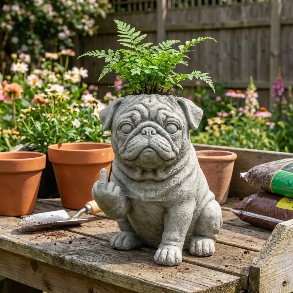 Funny Pug Planter – Your Plants Just Got Attitude 🌿🐶