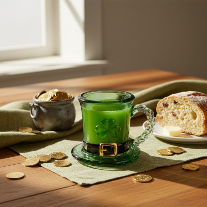 Lucky Shamrock Leprechaun Hat Glass Mug - 11oz Emerald Green Coffee Cup