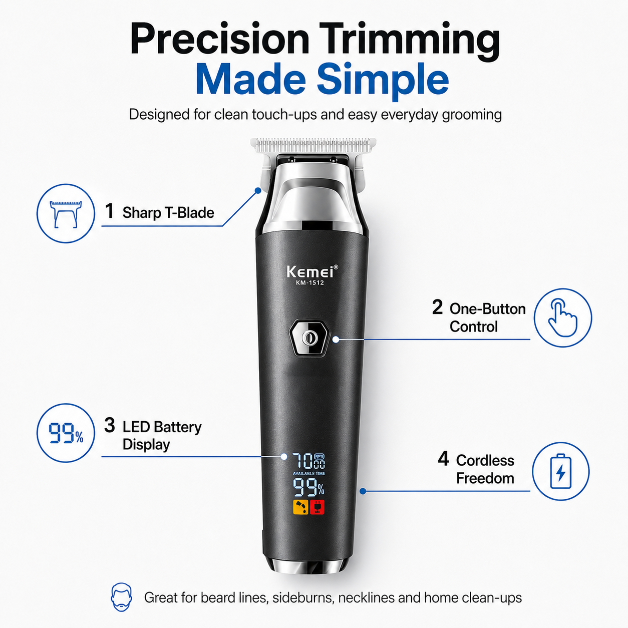 Cordless Rechargeable Hair Clipper Kit with LED Display