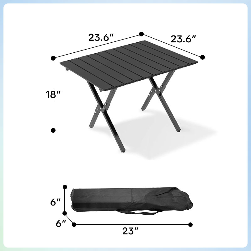 Folding Camping Table , 4-6 Person  Portable Camp Table Foldable Aluminum Roll-up Table for Camping Outdoor Picnic BBQ Backyard Party