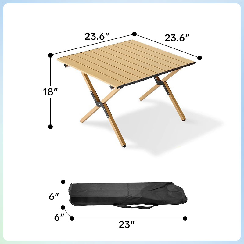 Folding Camping Table , 4-6 Person  Portable Camp Table Foldable Aluminum Roll-up Table for Camping Outdoor Picnic BBQ Backyard Party