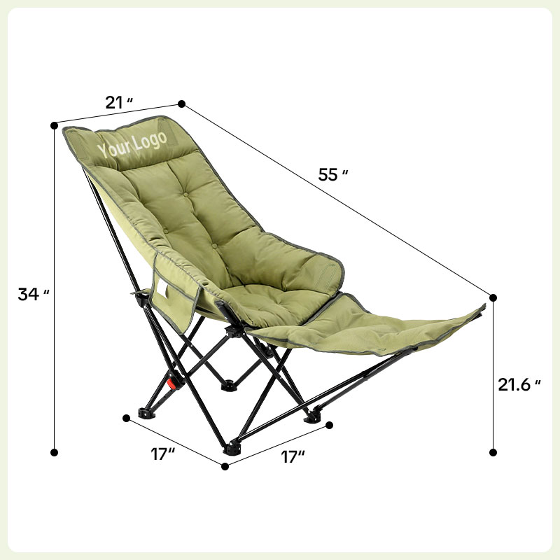 Custom Logo Reclining Camping Chair with Adjustable Back Folding Camp Recliner for Adults Portable High Back Oversized  for Corporate Branding & Gifts-strongbird