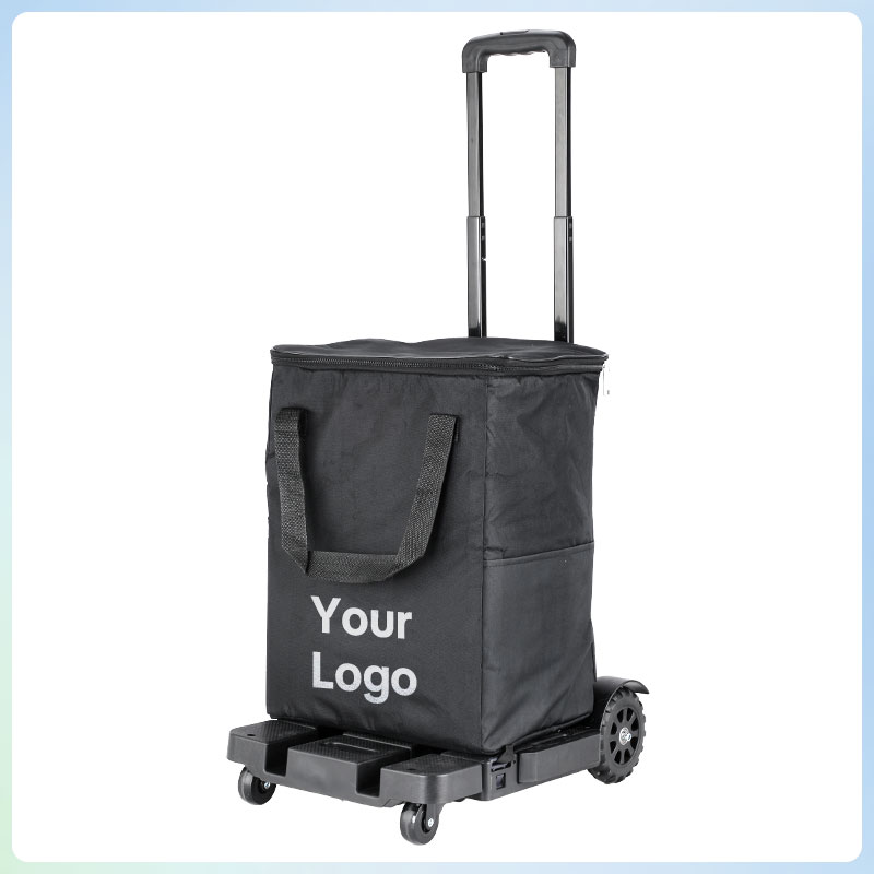 Custom Folding Hand Truck , Portable Heavy Duty Dolly Cart, 5 Wheels Collapsible Luggage Cart with Shopping Bag - Compact Trolley Cart ,Ideal Hand Cart for Travel and More