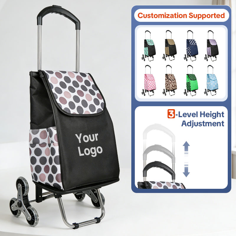 Customizable 2-in-1 Grocery Cart with Wheels, Foldable Shopping Cart with Full Platform & Stair Climber Trolley Dolly for Shopping, Moving & Laundry (Logo Printing Available)-strongbird