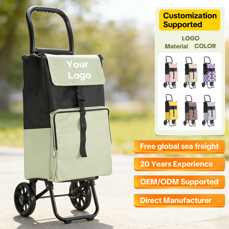 Custom Shopping Cart for Groceries with Wheels | Rolling Personal Hand Truck & Stair Climbing Cart Trolley Dolly – Foldable Heavy Duty with Removable Bag