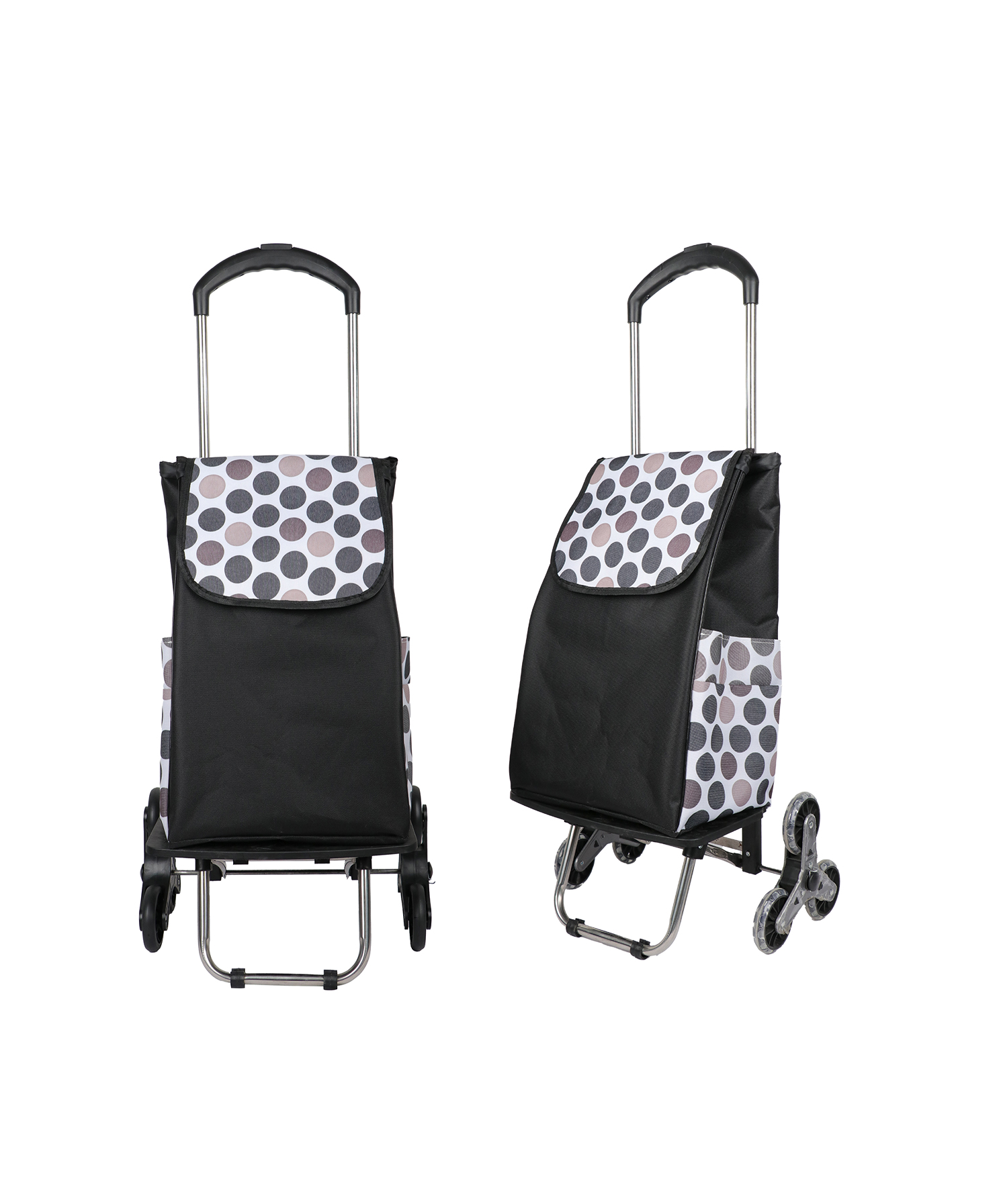 Strongbird stair climbing carts, foldable grocery cart with patterned storage bag, portable shopping trolley for stairs