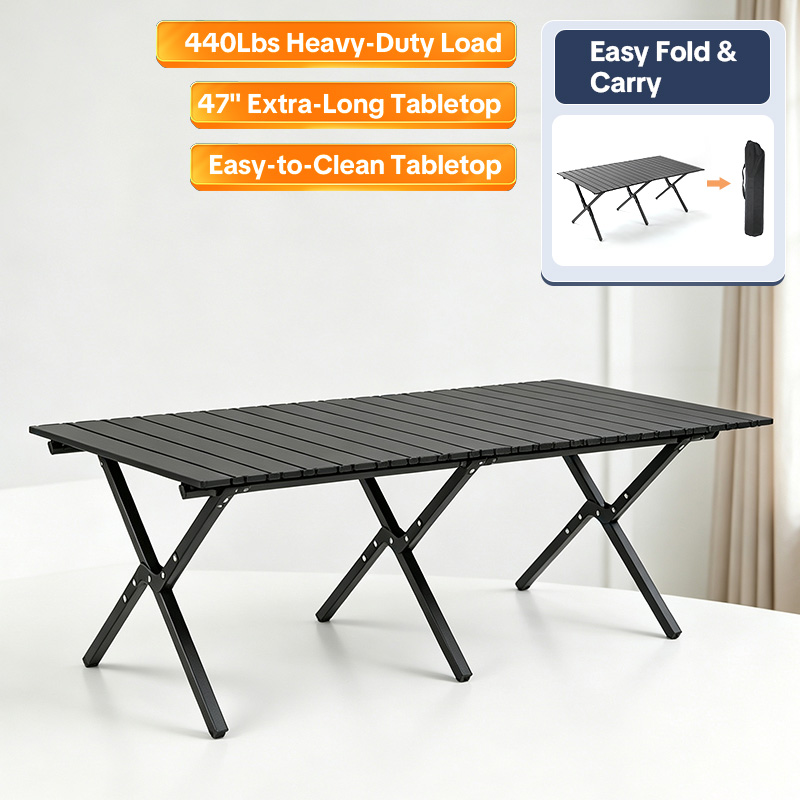 Large Carbon Steel Folding Camping Table for Picnic Party