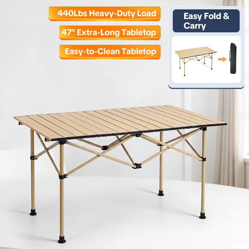 StrongBird Carbon Steel Roll-Top Folding Table | Commercial Outdoor Furniture