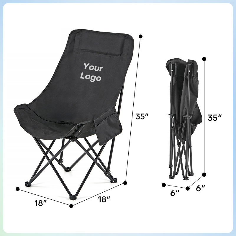 Custom Logo Compact Camping Chairs – Portable Folding Moon Chairs with Carry Bag, Heavy-Duty 600D Oxford Fabric, Supports 330lbs for Outdoor Travel, Picnic, Beach, Fishing-strongbird