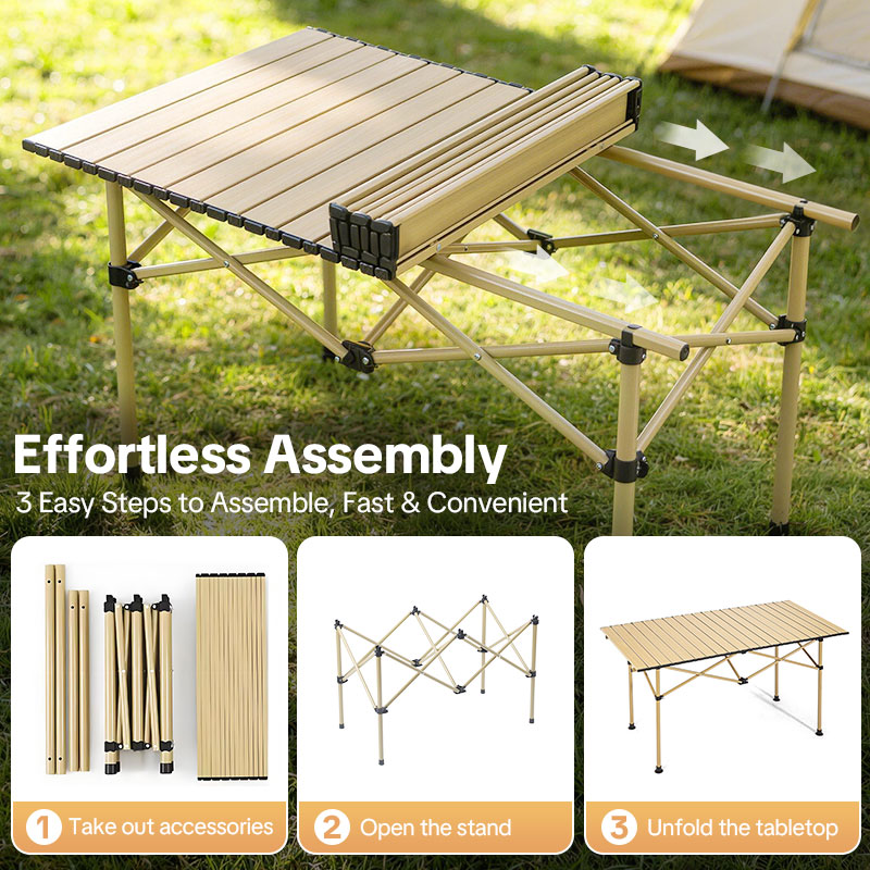 Folding Carbon Steel Roll-Top Camping Table STRONG BIRD Outdoor Product