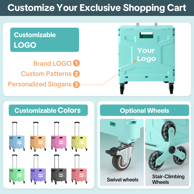 Heavy Duty Plastic Foldable Utility Cart with Wheels | OEM/Wholesale