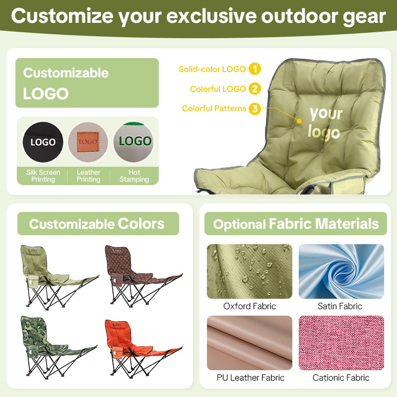 Custom Logo Reclining Camping Chair with Adjustable Back Folding Camp Recliner for Adults Portable High Back Oversized  for Corporate Branding & Gifts-strongbird