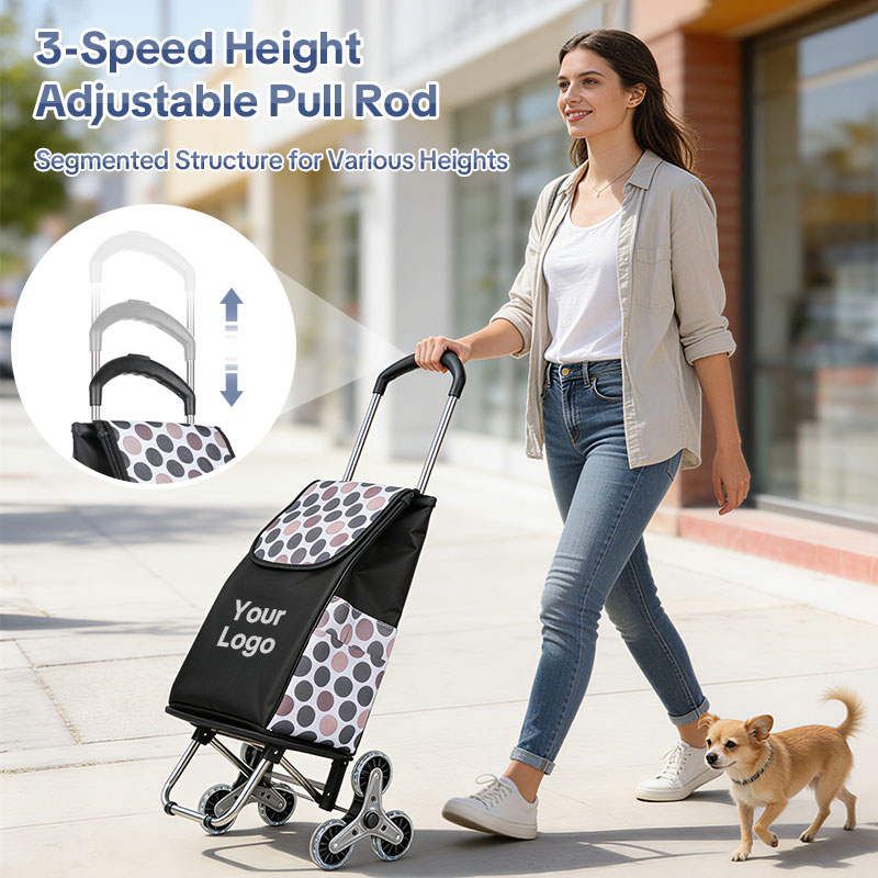 Customizable 2-in-1 Grocery Cart with Wheels, Foldable Shopping Cart with Full Platform & Stair Climber Trolley Dolly for Shopping, Moving & Laundry (Logo Printing Available)-strongbird