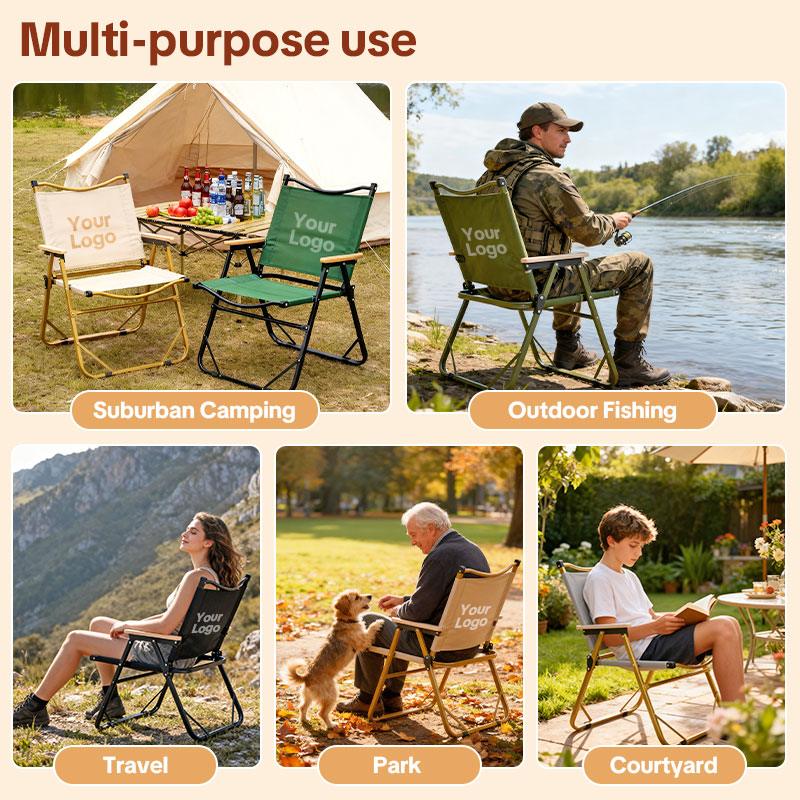 Heavy-Duty Custom Camping Chairs Wholesale - Personalized Your Logo on Portable Folding Beach Chair for Outside