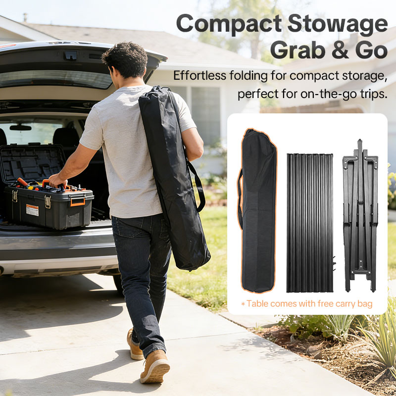 Folding Camping Table , 4-6 Person  Portable Camp Table Foldable Aluminum Roll-up Table for Camping Outdoor Picnic BBQ Backyard Party