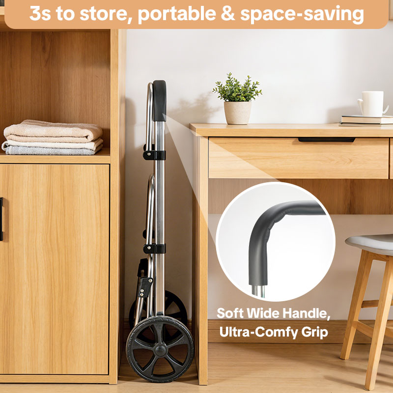 Trolley Dolly Heavy Duty Stainless Steel Foldable Shopping Cart for Groceries - Customizable Double Layer Design with Removable Bag & Wheels