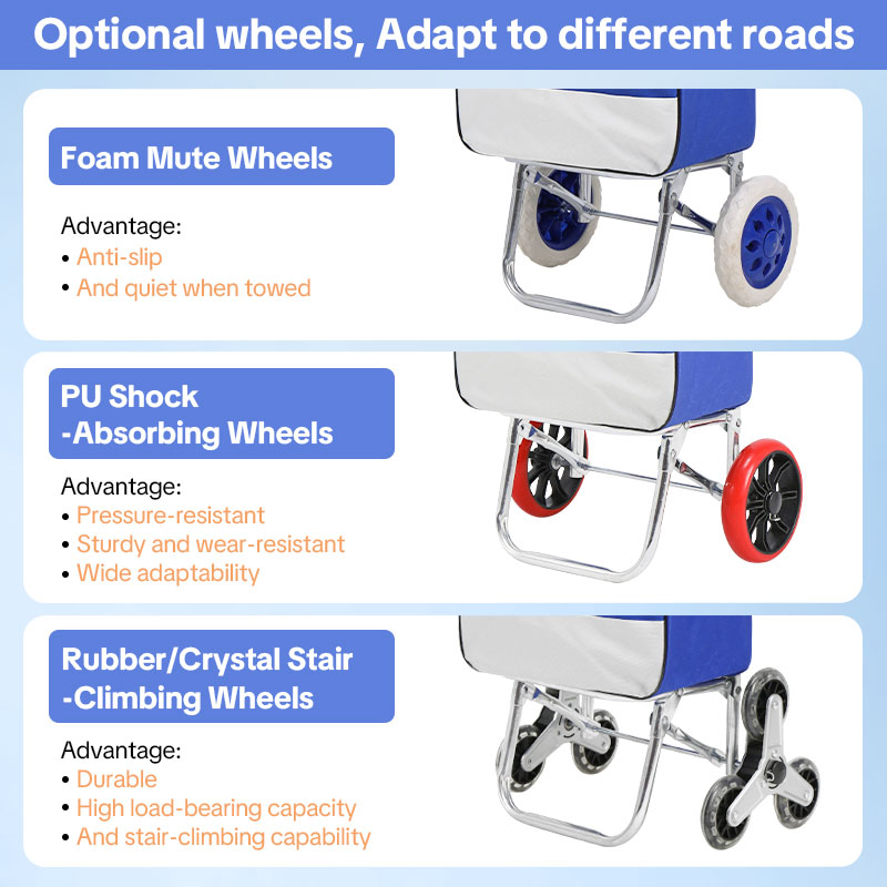 Customize Shopping cart for Groceries with Wheels and Removable Bag and Rolling Personal Handtruck Stair Climbing Cart