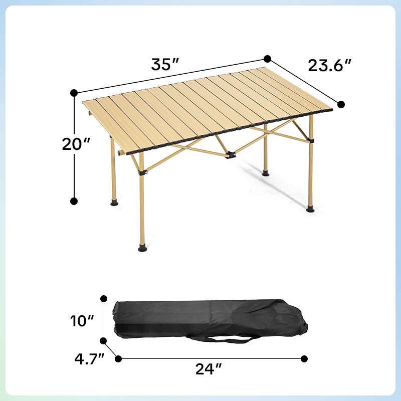 Folding Carbon Steel Roll-Top Camping Table STRONG BIRD Outdoor Product