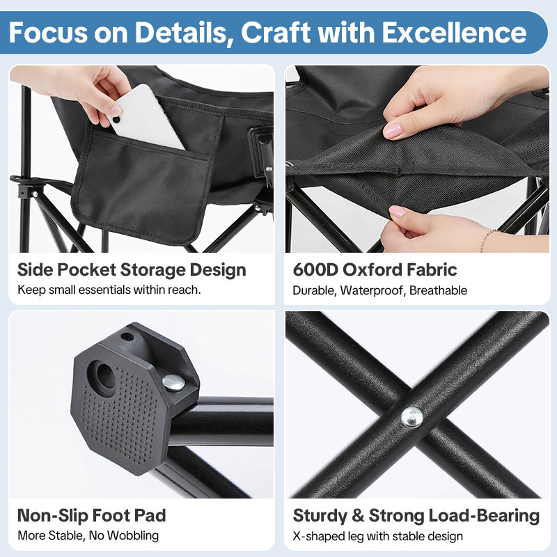 Custom Logo Compact Camping Chairs – Portable Folding Moon Chairs with Carry Bag, Heavy-Duty 600D Oxford Fabric, Supports 330lbs for Outdoor Travel, Picnic, Beach, Fishing-strongbird